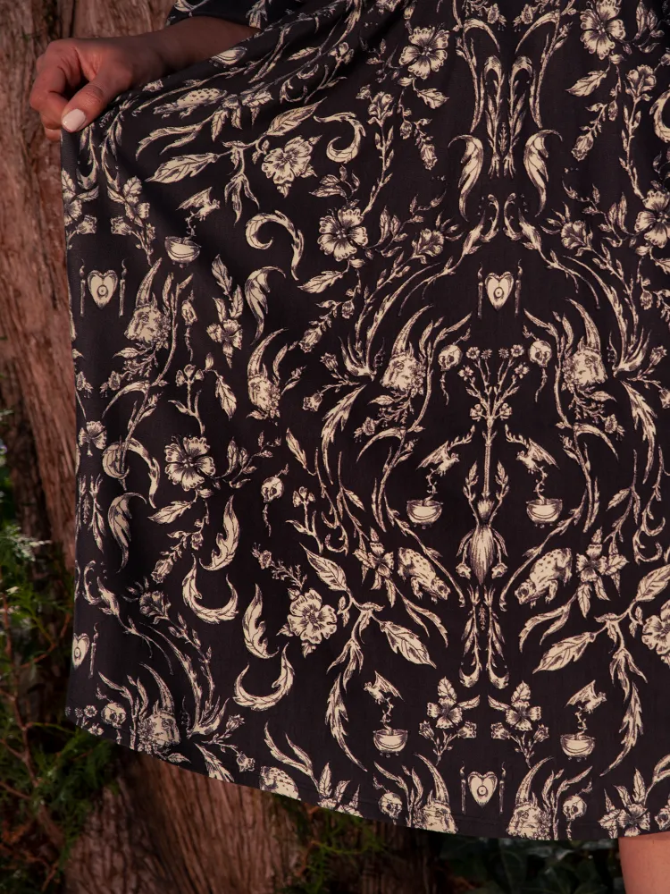 Dark Forest Dress in Cottage Witch Toile Print