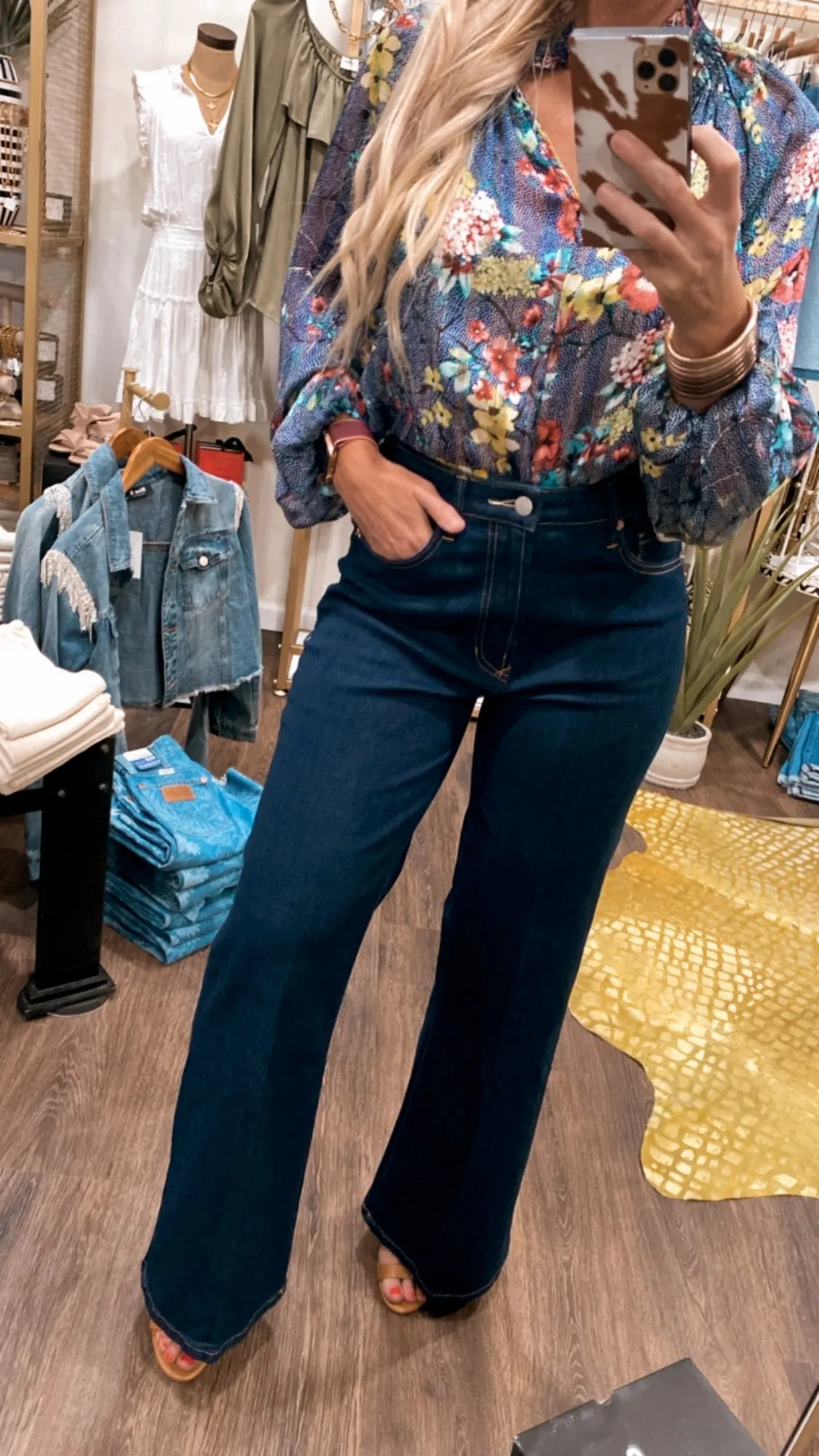 Dear John 'Fiona' Wide Leg Super High Rise Jeans in Breakwater