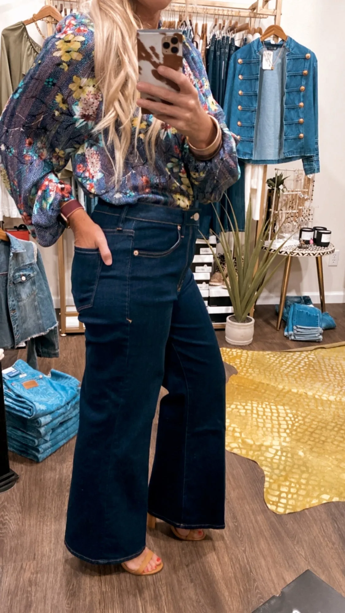 Dear John 'Fiona' Wide Leg Super High Rise Jeans in Breakwater