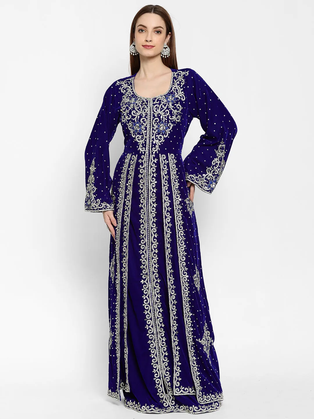 Designer Caftan With Crystal Embroidered Work