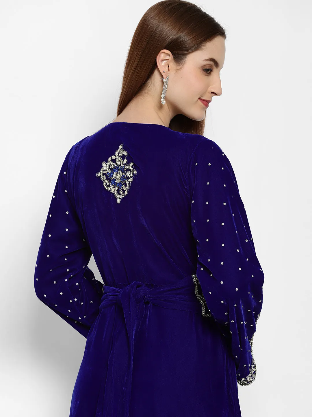 Designer Caftan With Crystal Embroidered Work