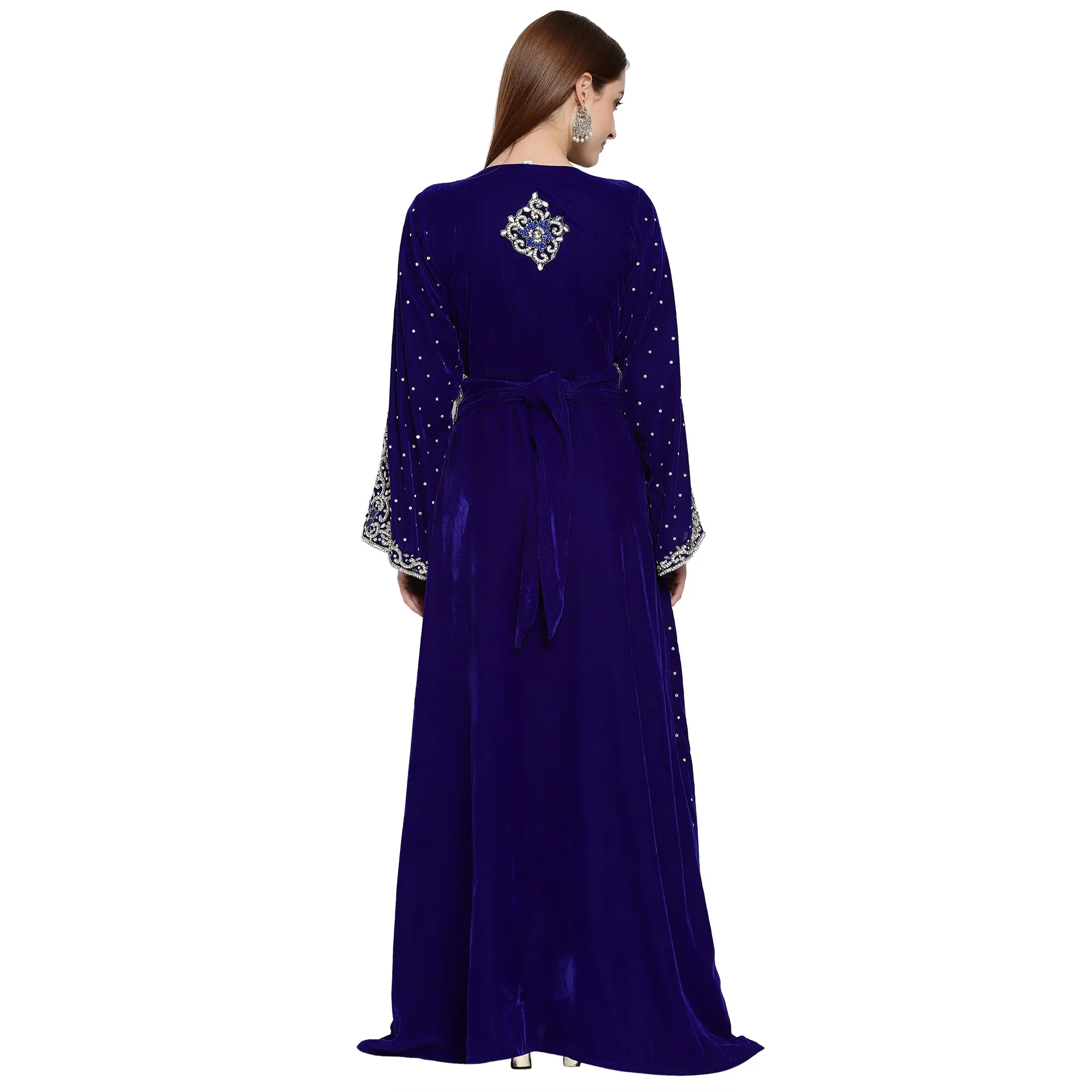 Designer Caftan With Crystal Embroidered Work