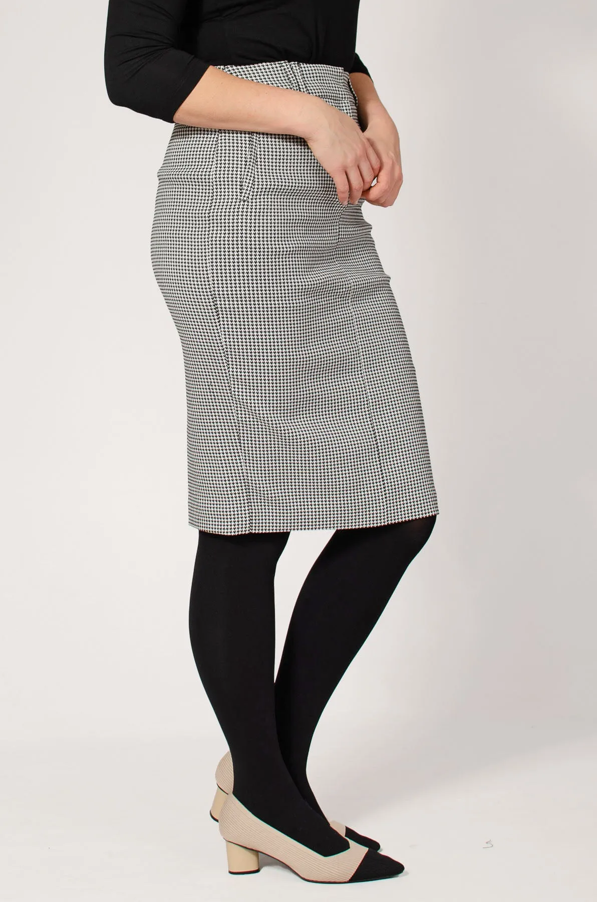 Dogtooth Stretch Pencil Skirt