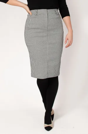 Dogtooth Stretch Pencil Skirt