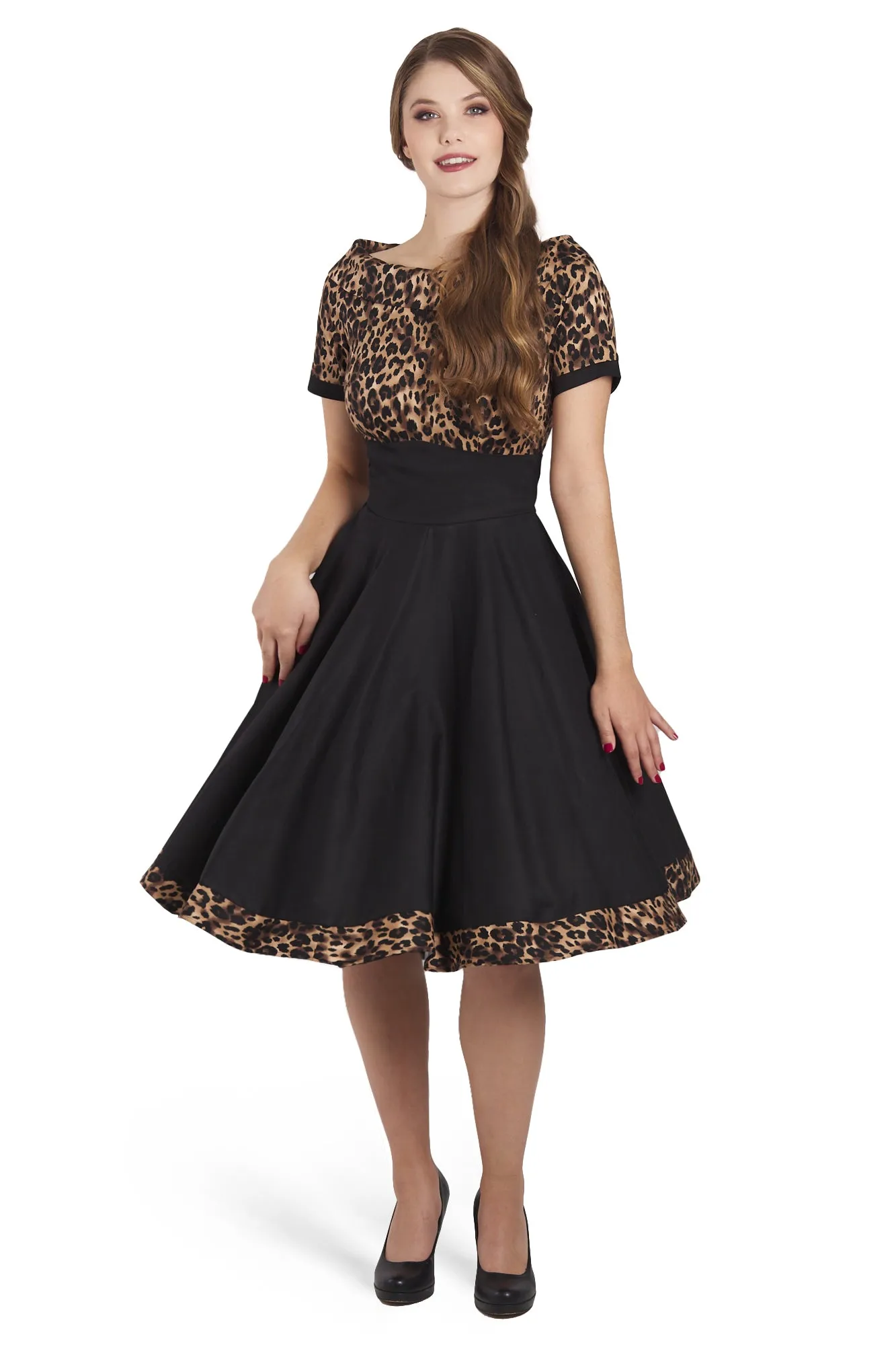 Dolly And Dotty 1950s Inspired Swing Dress In Leopard Print