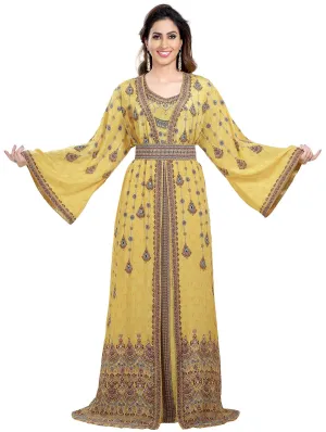 Dubai Caftan Hand Crafted Digital Printed Abaya Maxi