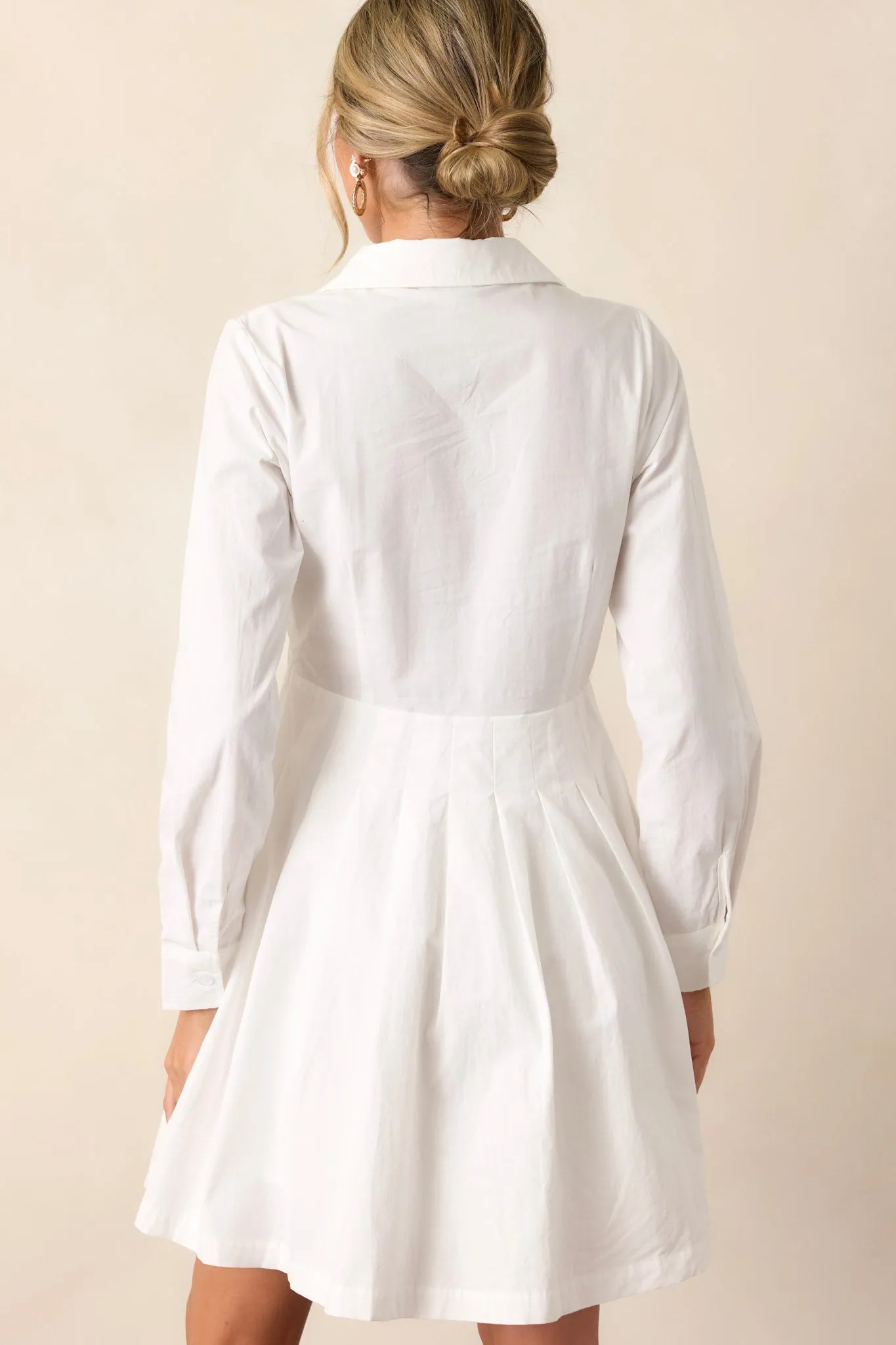 Easy On Me 100% Cotton White Long Sleeve Mini Shirt Dress