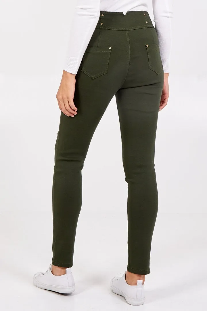 Easy Wear Khaki Stretch Skinny Jeans. Size 8-14