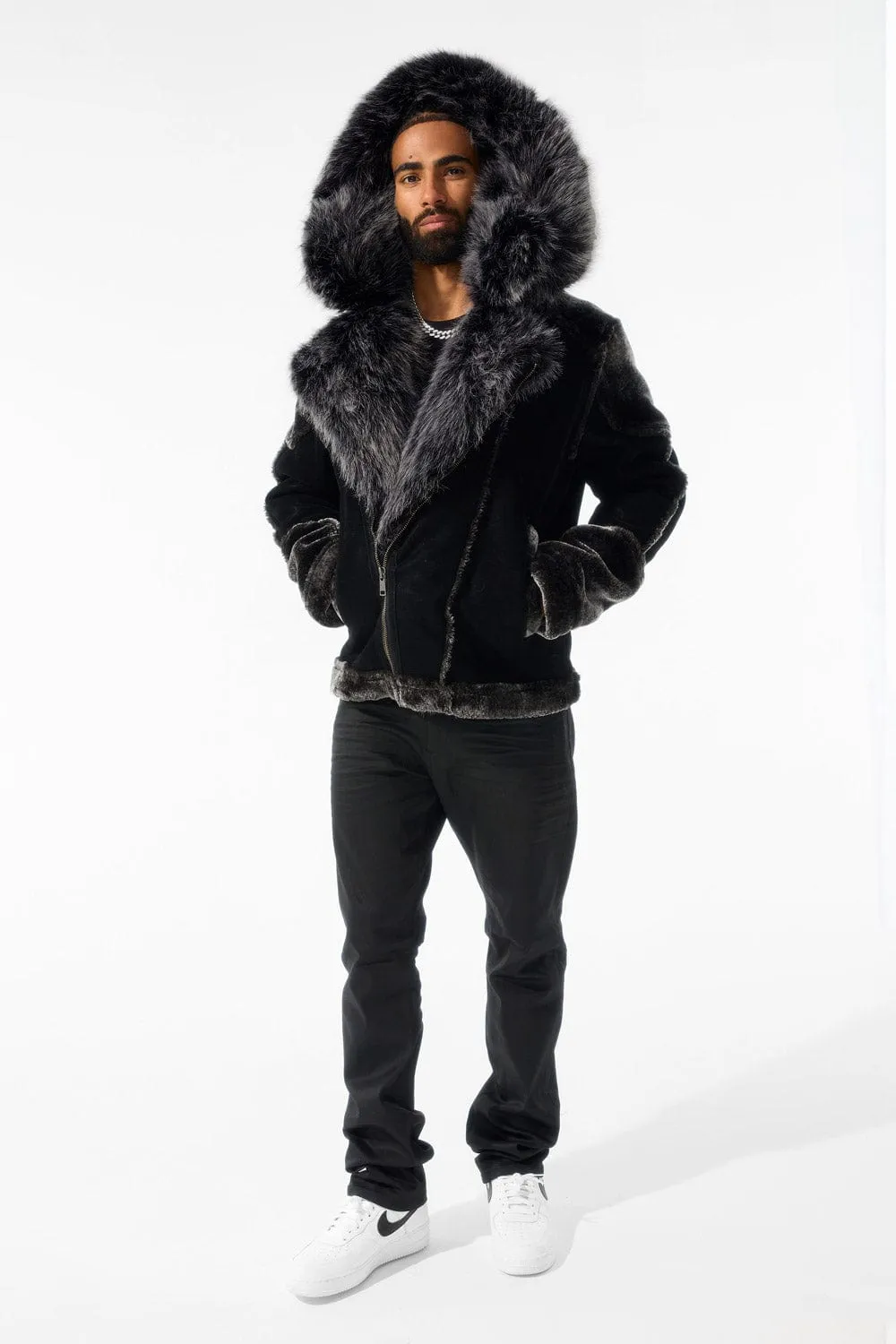 El Jefe Shearling Moto Jacket (Black)