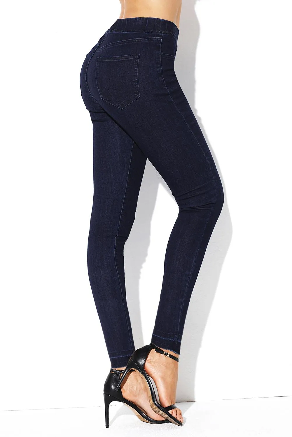 Elastic Waist Jeans Stretch Pants for Women