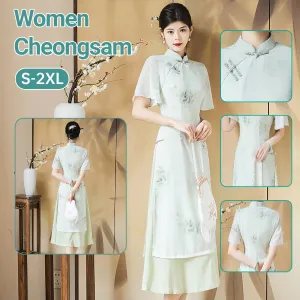 Elegant Floral Cheongsam Dress