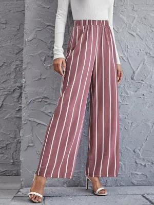 Elegant Striped High Waist Long Women Pants