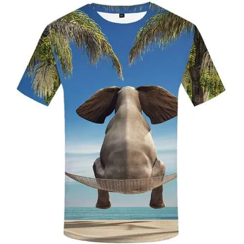 Elephant T shirts Men Animal Tshirt Printed Tree T shirts Funny Ocean Tshirt Anime Harajuku Tshirts Novelty Short Sleeve