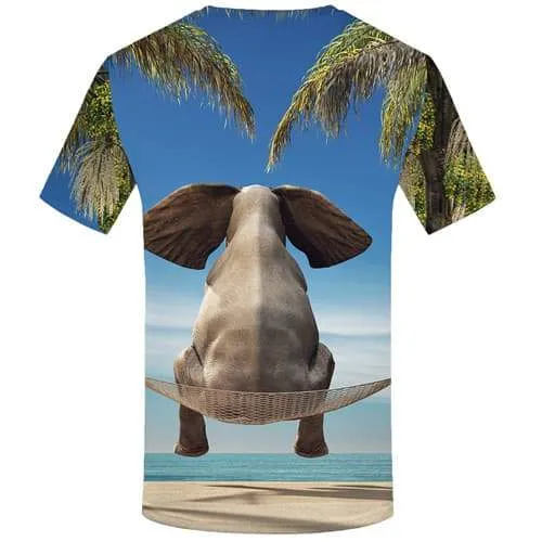 Elephant T shirts Men Animal Tshirt Printed Tree T shirts Funny Ocean Tshirt Anime Harajuku Tshirts Novelty Short Sleeve