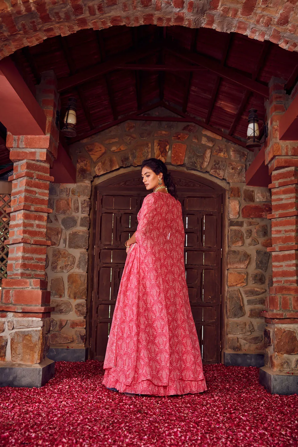 Embroidered Lehenga Set with Cape