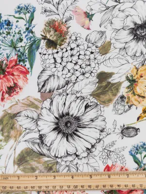 English Garden Inspired Floral Print EcoVero Challis - Cream - Swatch