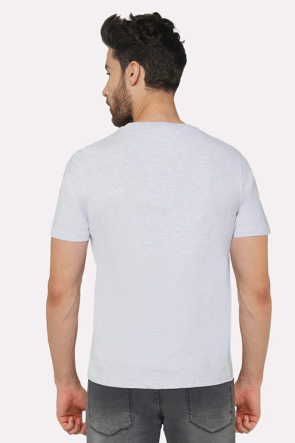 Enhance Men's Printed Crew Neck Casual T-Shirt - Grey - TS32