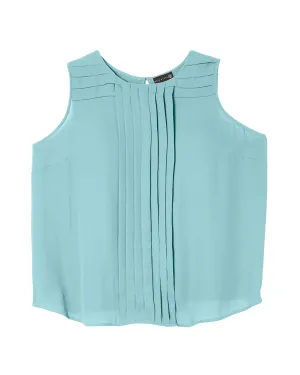 Esmeralda Sleeveless Front Pleat Tank | Light Blue