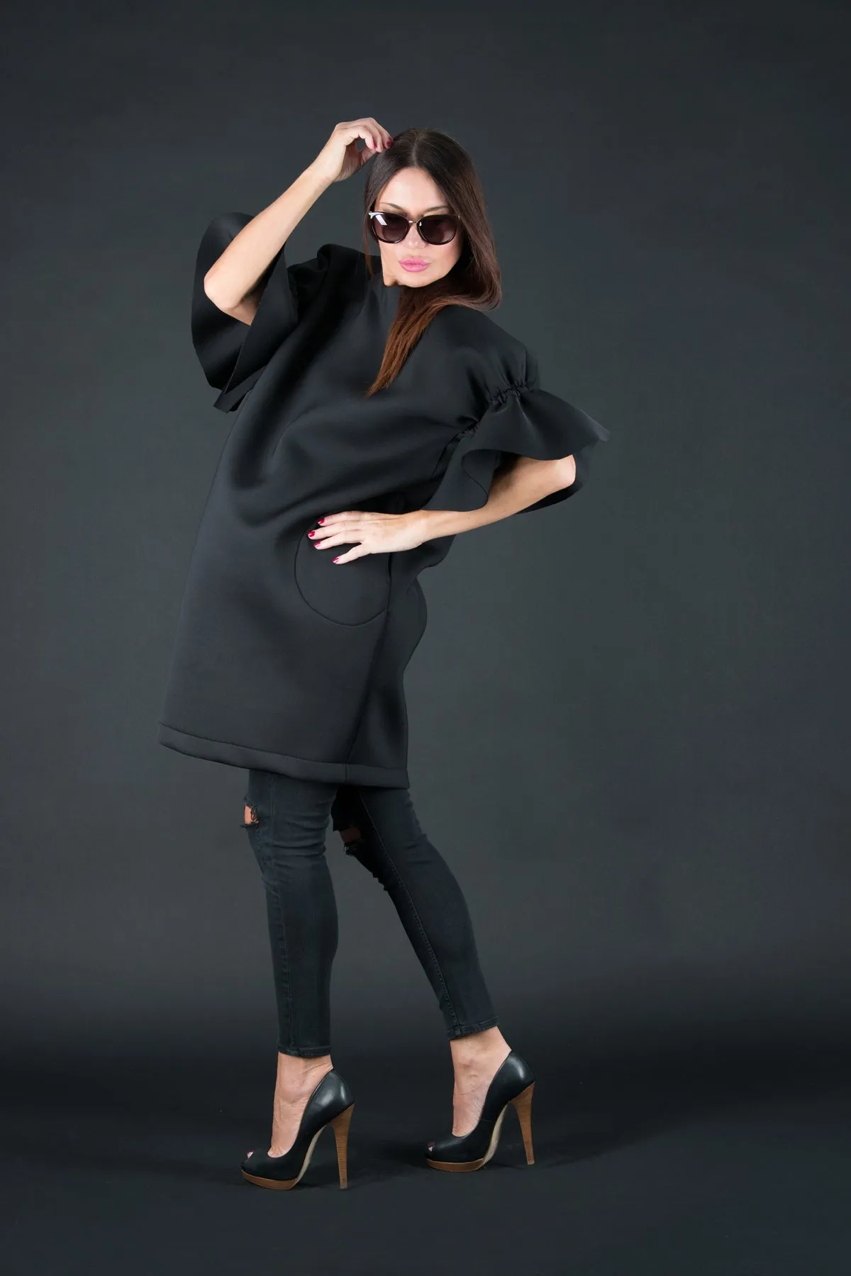 ESTER Black Winter Neoprene Dress