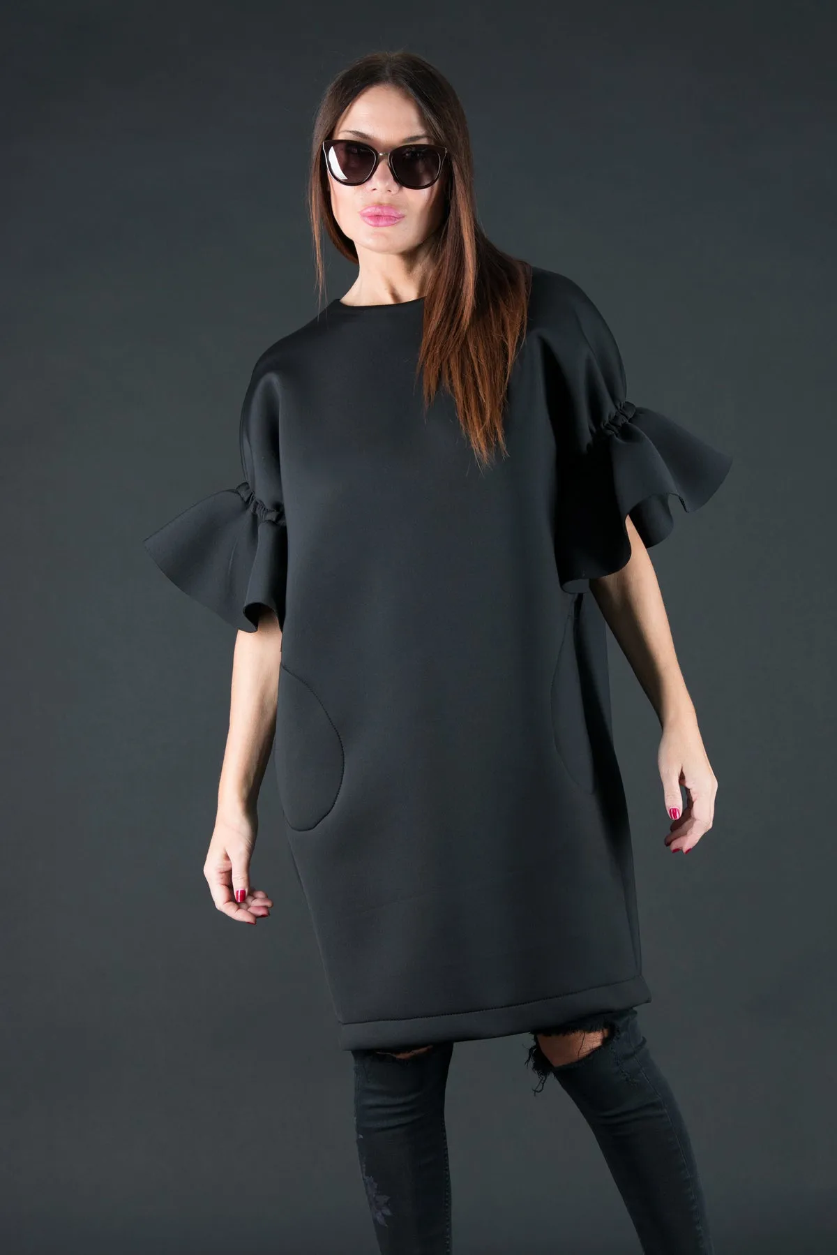 ESTER Black Winter Neoprene Dress