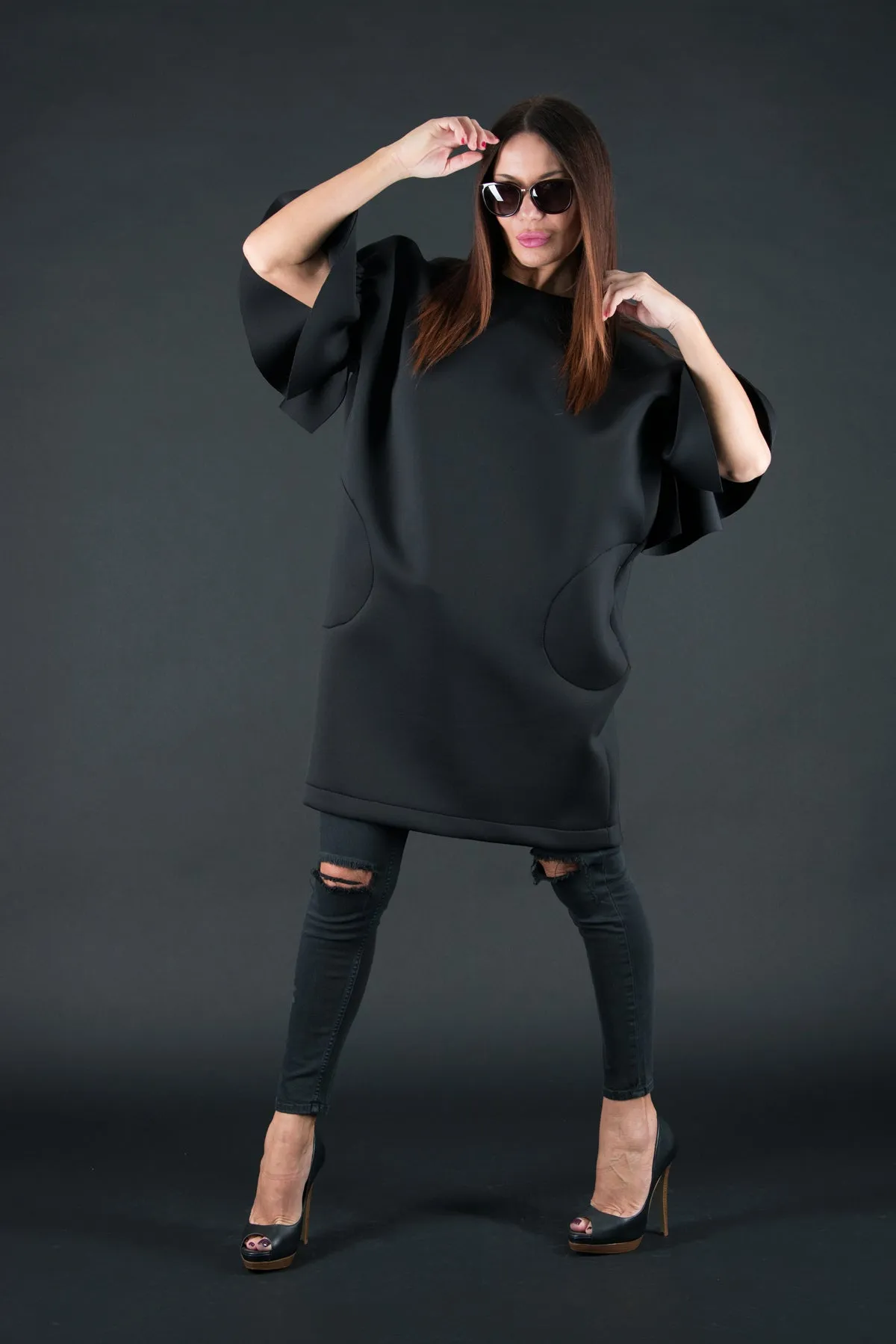 ESTER Black Winter Neoprene Dress