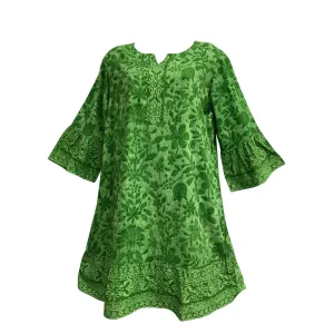 Ethnic Boho Classic style Printed Short Mini  jumper Dress green printed floral midi dress