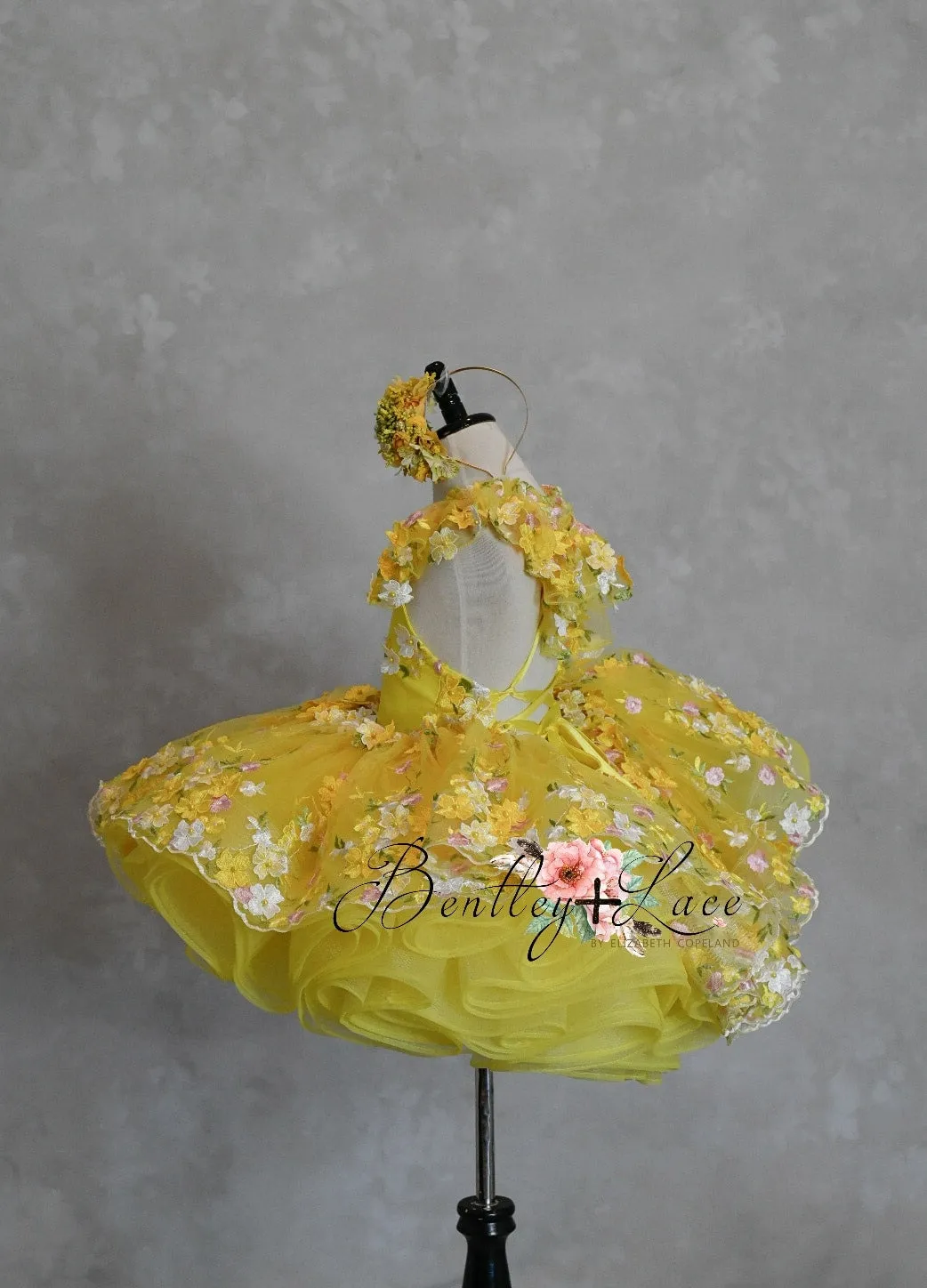 Euc "Floral Dreams" in Yellow -  Petal Short Length Dress ( 4 Year - Petite 5 Year)