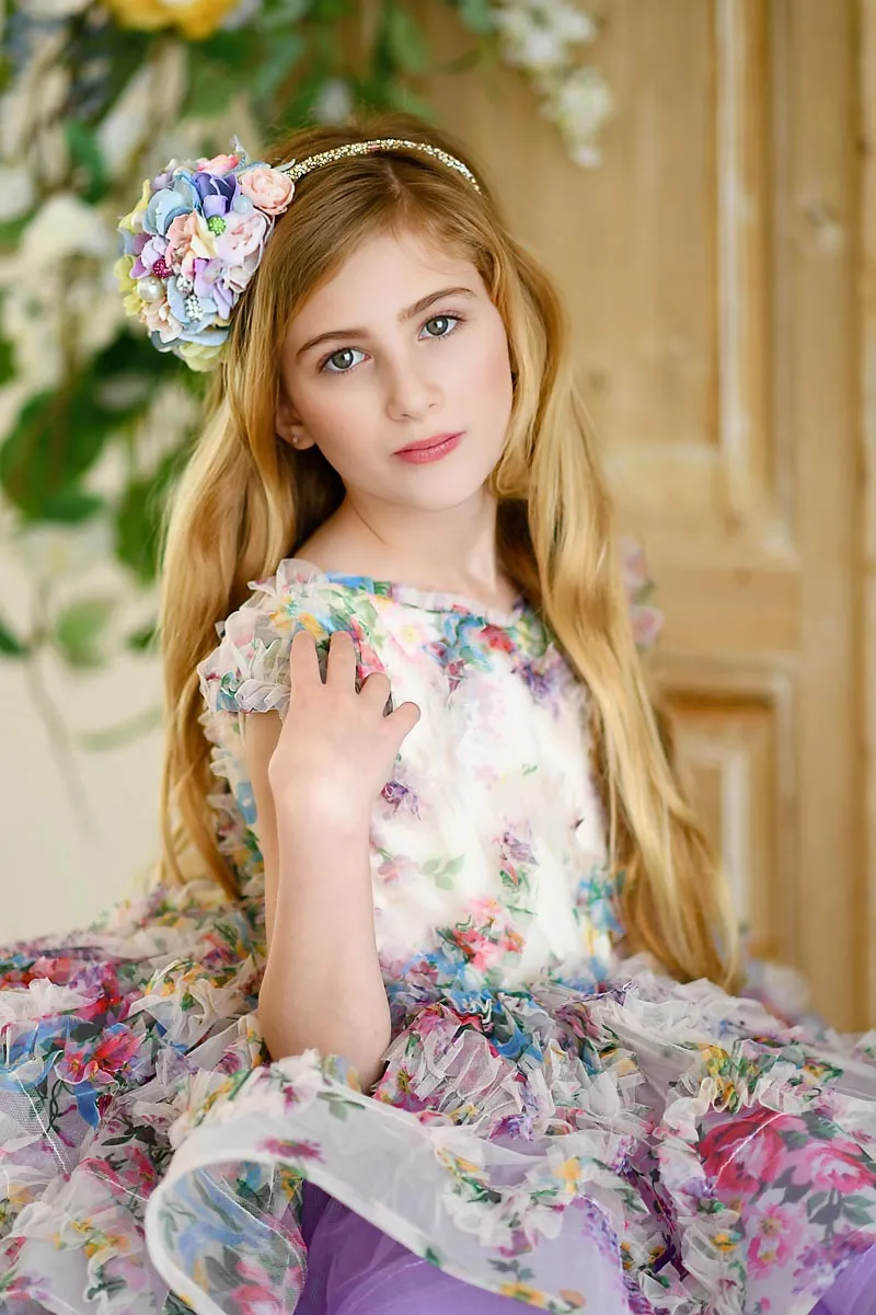 EXCLUSIVE LIMITED RELEASE GOWN - "MEADOW BLOOM" -   Petal length dress  ( 4 Year - 6 Year)