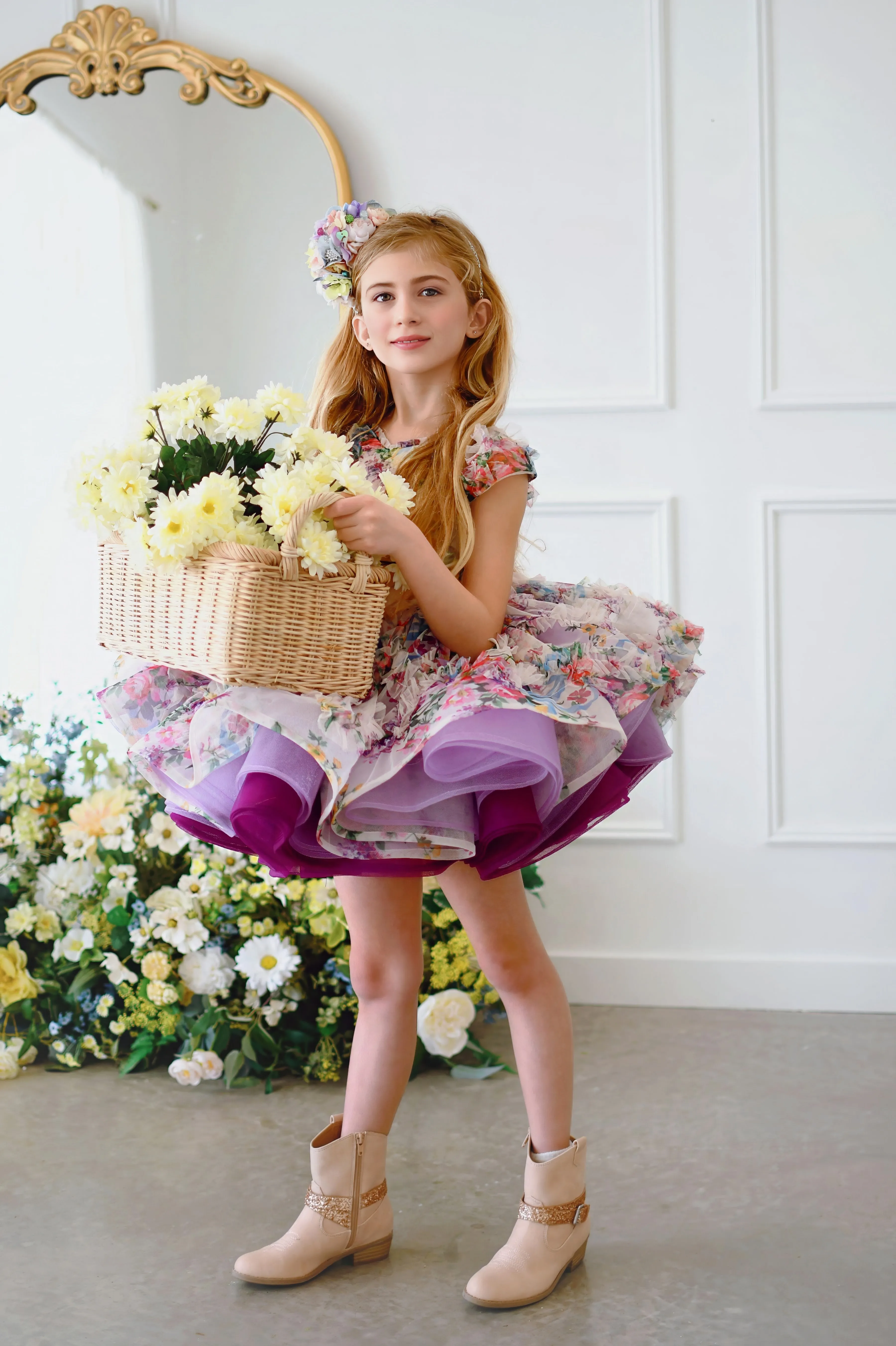 EXCLUSIVE LIMITED RELEASE GOWN - "MEADOW BLOOM" -   Petal length dress  ( 4 Year - 6 Year)