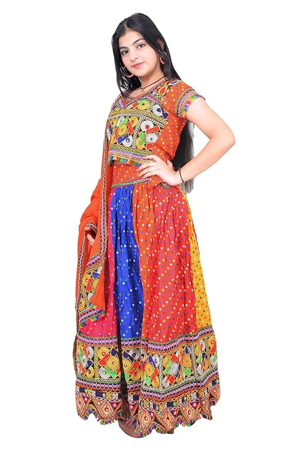 Fancydresswale Gujarati Girl Garba Dress for Girls – Ready-Made Lehenga Choli for Navratri