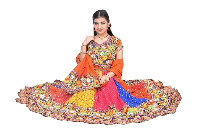 Fancydresswale Gujarati Girl Garba Dress for Girls – Ready-Made Lehenga Choli for Navratri