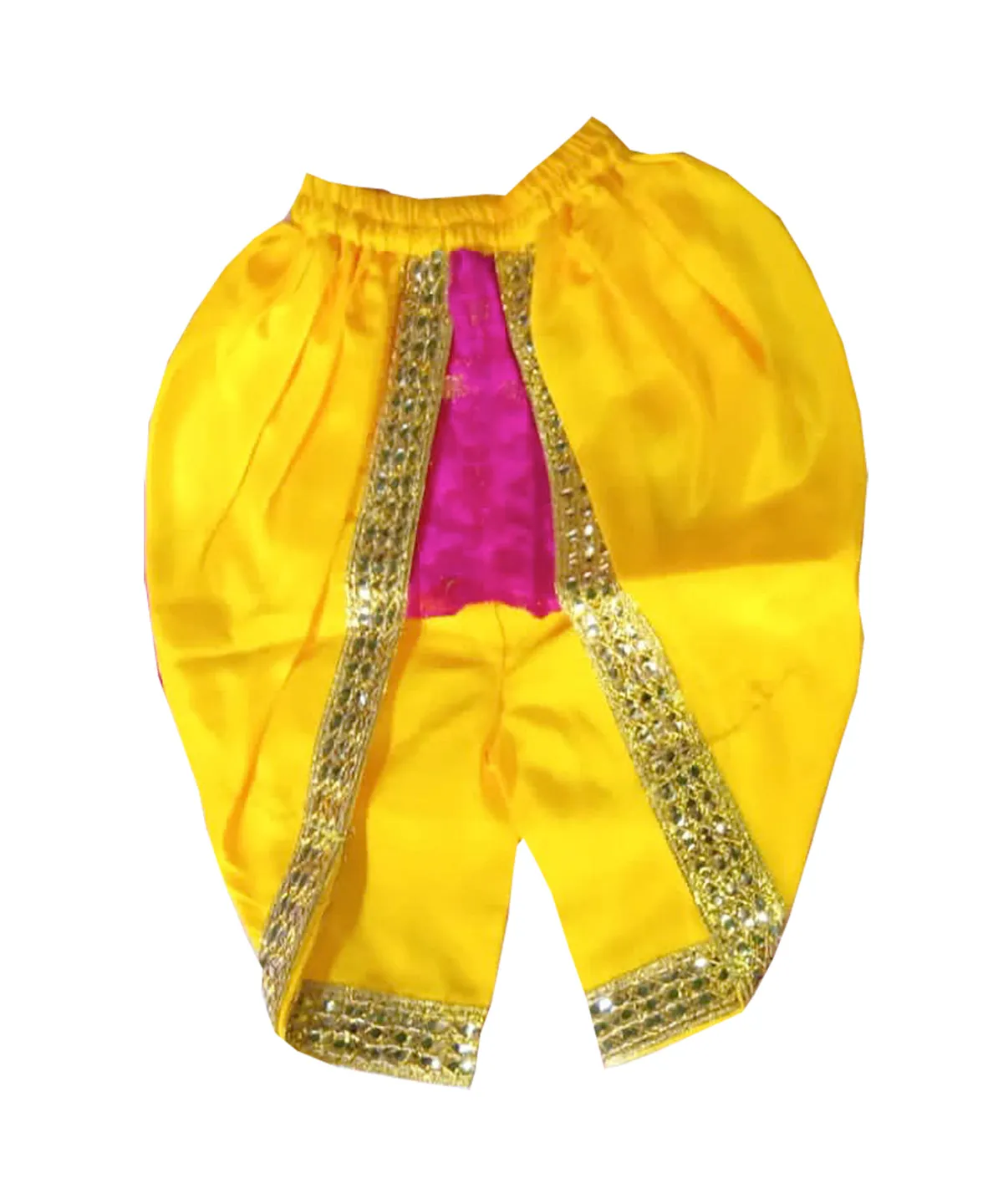 Fancydresswale Krishna Baby Dress Set with Patka, Bajuband, Kundal, Bansuri, Morepankh Kardhani | Magenta