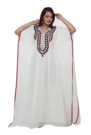 Farasha Gown with Maroon Velvet Motifs and Beads