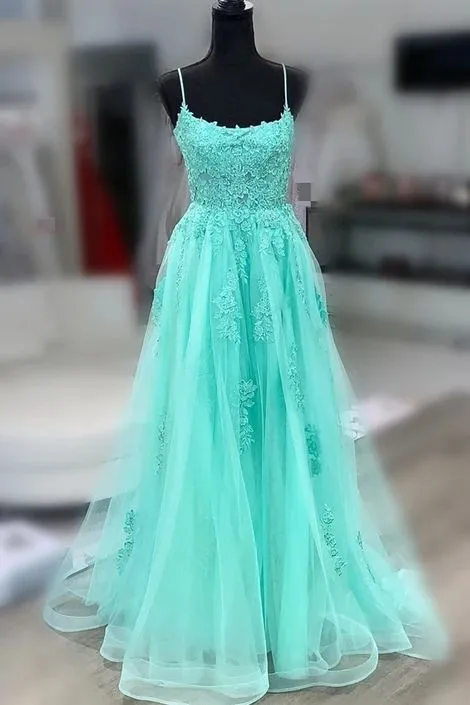 Fashion Criss-Cross Back Ice Green Prom Dress