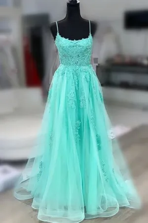 Fashion Criss-Cross Back Ice Green Prom Dress