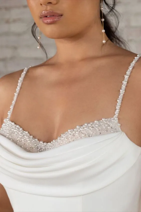 Fit and Flare Sparkle Spaghetti Straps Wedding Dress