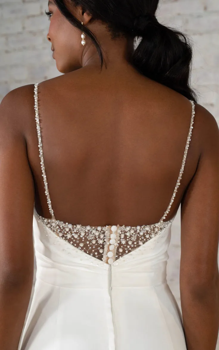 Fit and Flare Sparkle Spaghetti Straps Wedding Dress