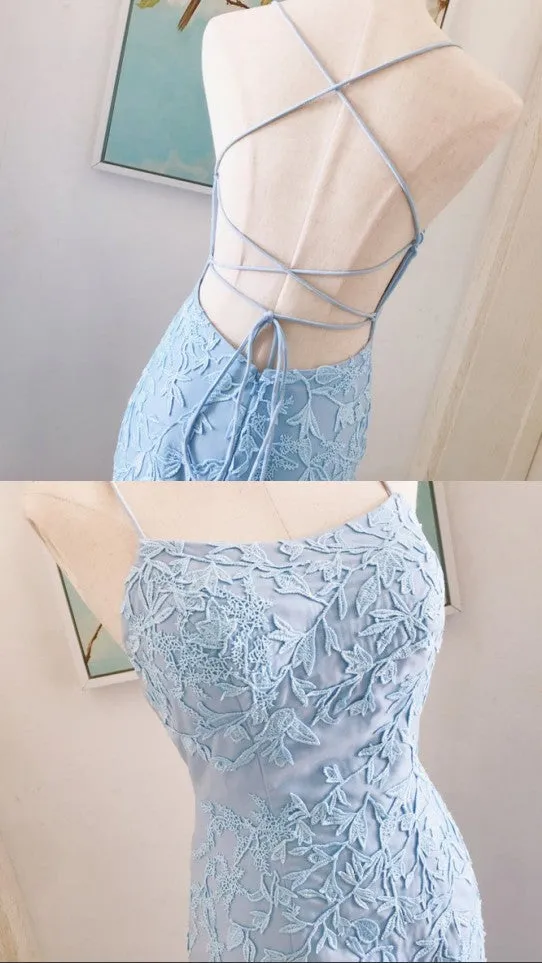 Fitted Light Blue Prom Dress