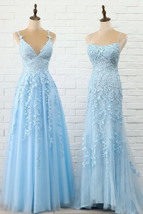 Fitted Light Blue Prom Dress