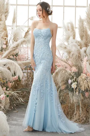 Fitted Light Blue Prom Dress