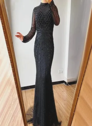 Florence - Beaded Long Dress In Black