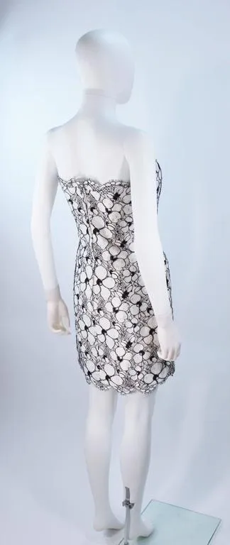 FRED HAYMAN White and Black Floral Cocktail Dress Size 4