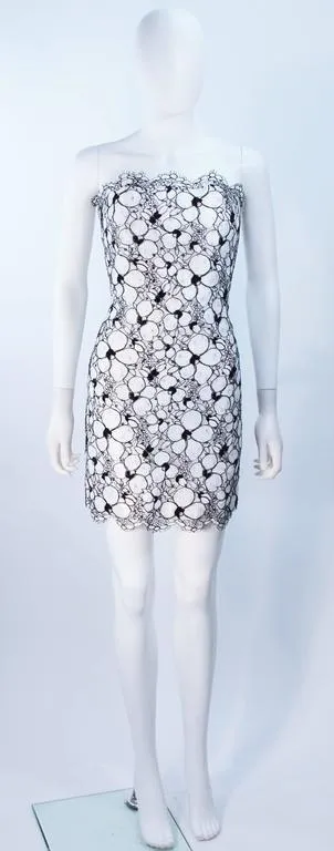 FRED HAYMAN White and Black Floral Cocktail Dress Size 4