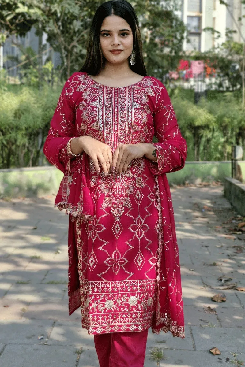 Full Pair Pink Color Kurti Set For Wedding