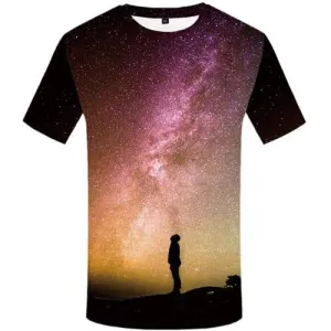 Galaxy Space T shirts Men Nebula T shirts Funny Mountain T-shirts Graphic Character Tshirts Cool Harajuku Tshirts Casual