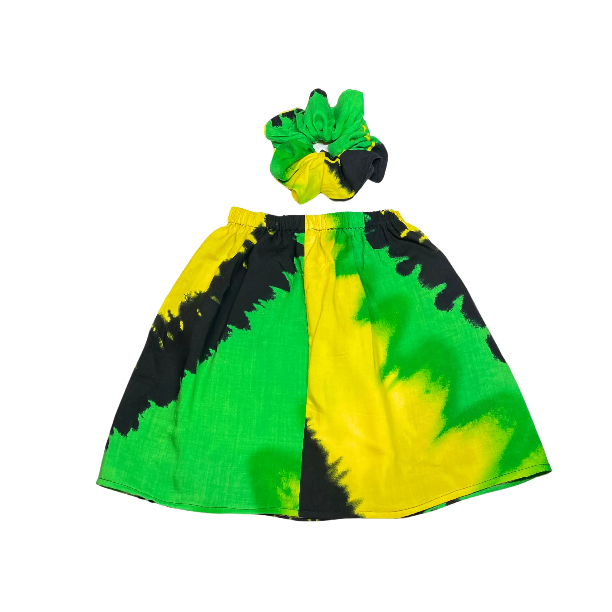 Girls Jamaica Flag Skirt and Scrunchie Set