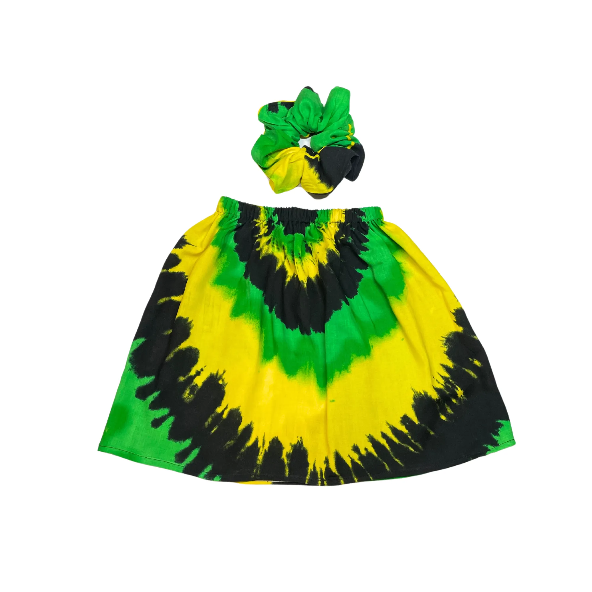 Girls Jamaica Flag Skirt and Scrunchie Set