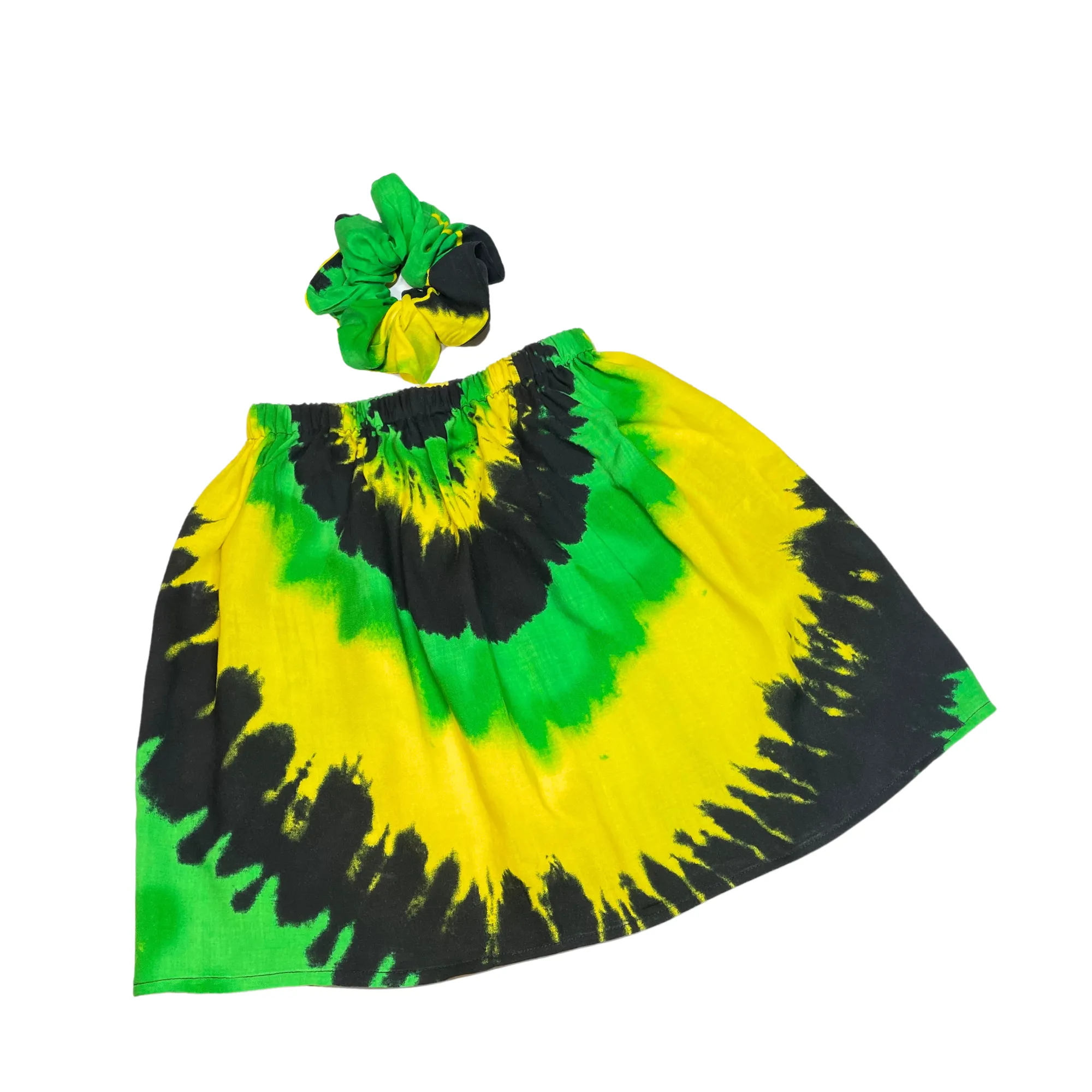 Girls Jamaica Flag Skirt and Scrunchie Set