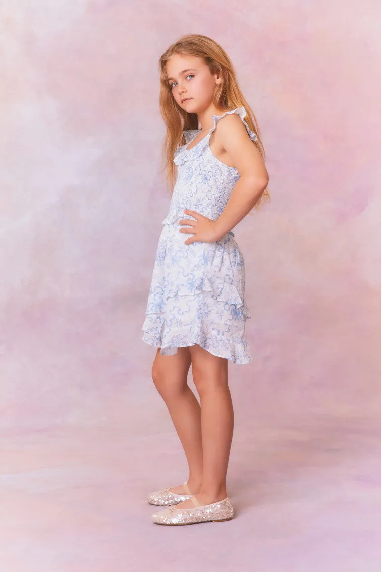 Girls Marcela Bow Print Cotton Dress