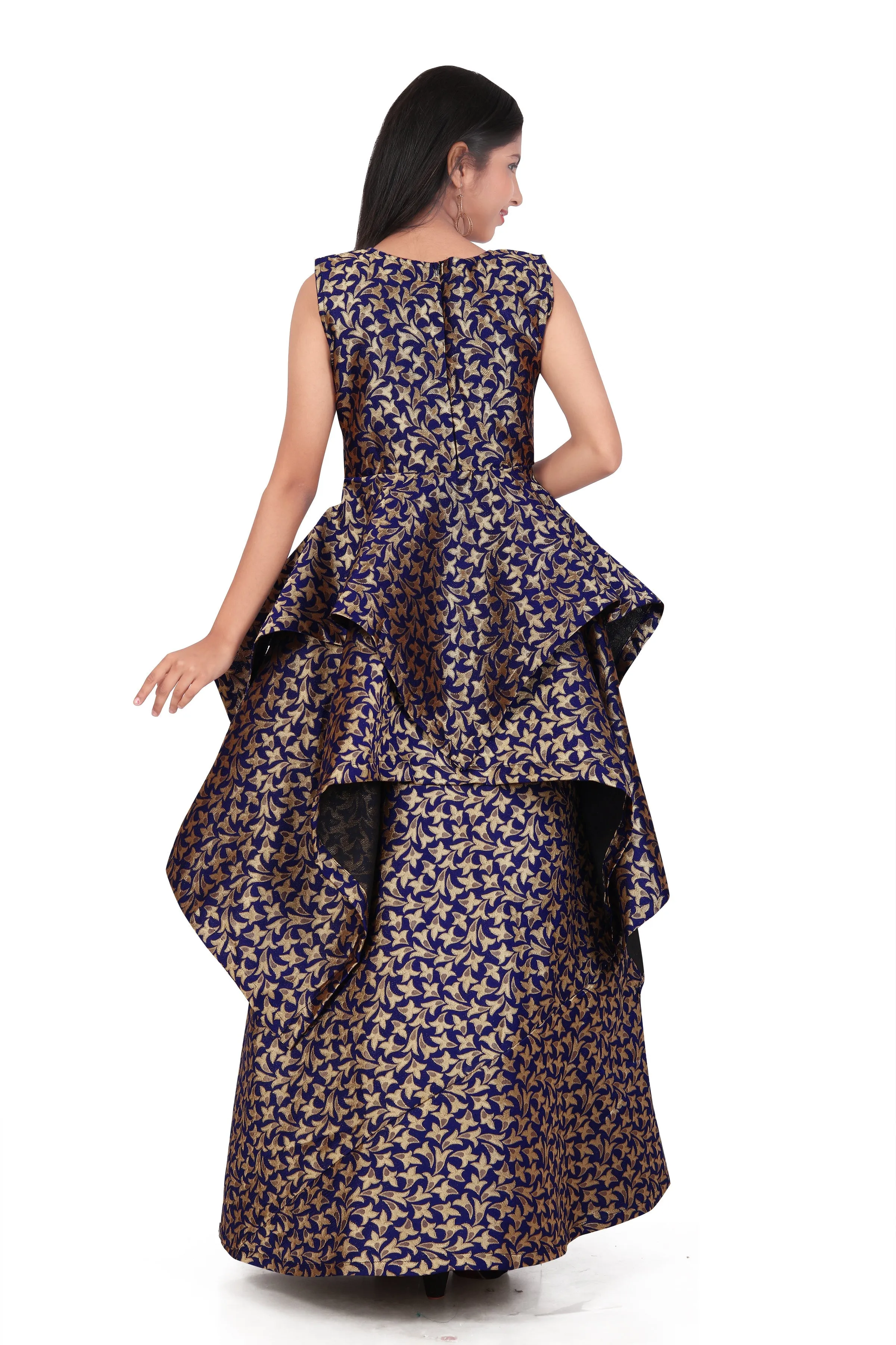 Girl's Readymade Maxi Blue Dress Gown for kids